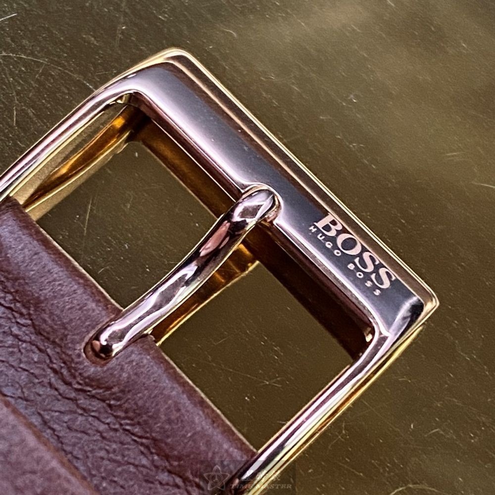 BOSS:手錶,型號:HB1513604,男女通用錶44mm玫瑰金錶殼寶藍色錶面真皮皮革錶帶款-細節圖5