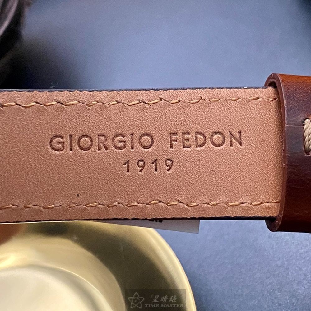 GiorgioFedon1919:手錶,型號:GF00026,男錶44mm玫瑰金錶殼古銅色錶面真皮皮革錶帶款-細節圖9
