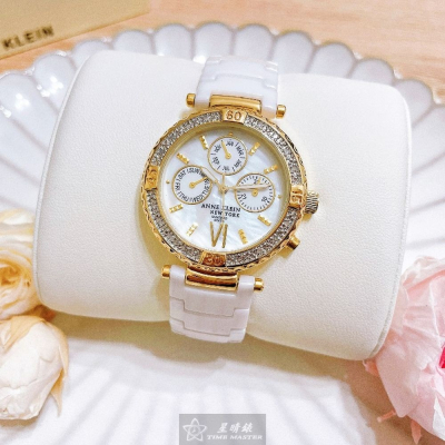 AnneKlein:手錶,型號:AN00574,女錶34mm白錶殼白色錶面陶瓷錶帶款