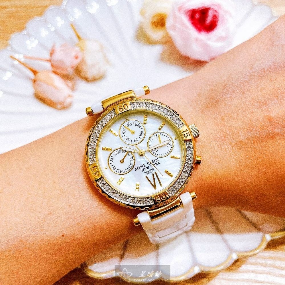 AnneKlein:手錶,型號:AN00574,女錶34mm白錶殼白色錶面陶瓷錶帶款-細節圖2