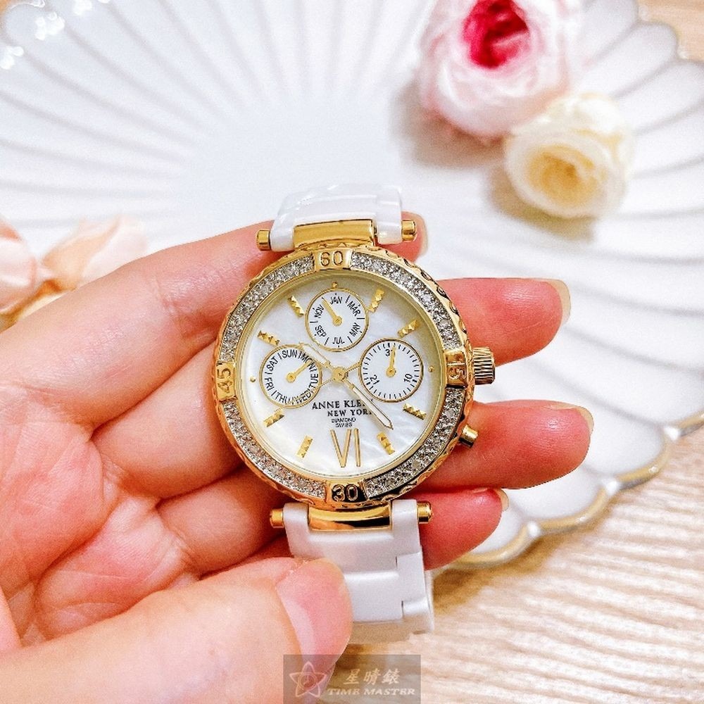AnneKlein:手錶,型號:AN00574,女錶34mm白錶殼白色錶面陶瓷錶帶款-細節圖7