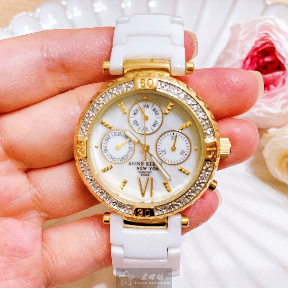 AnneKlein:手錶,型號:AN00574,女錶34mm白錶殼白色錶面陶瓷錶帶款-細節圖8