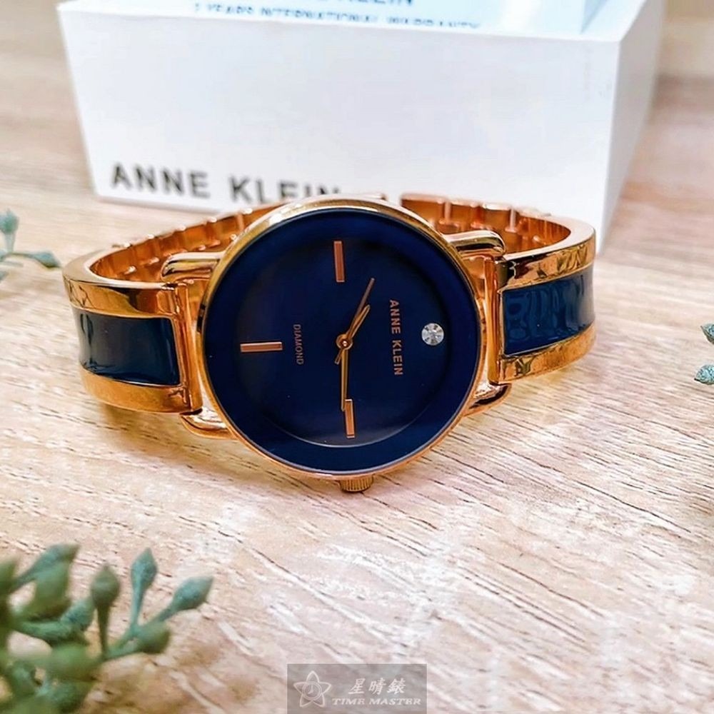 AnneKlein:手錶,型號:AN00214,女錶32mm深藍色錶殼深藍色錶面精鋼錶帶款-細節圖2
