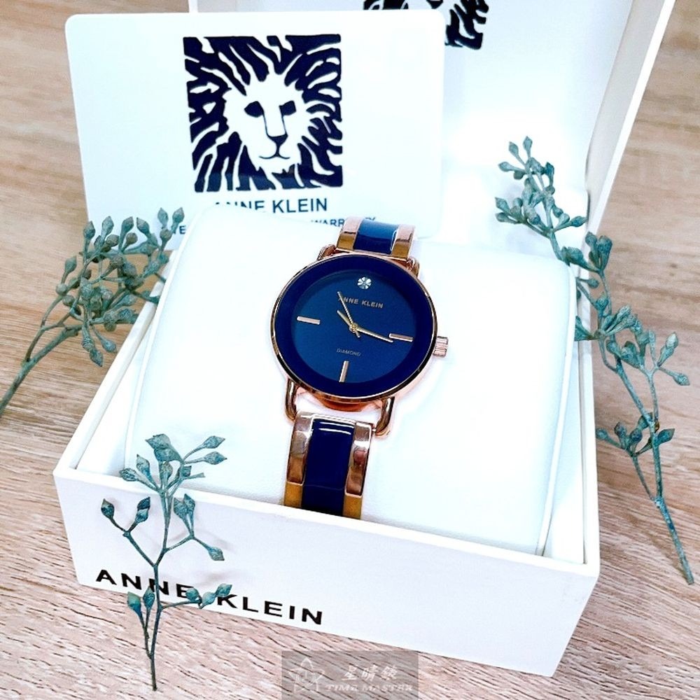 AnneKlein:手錶,型號:AN00214,女錶32mm深藍色錶殼深藍色錶面精鋼錶帶款-細節圖3