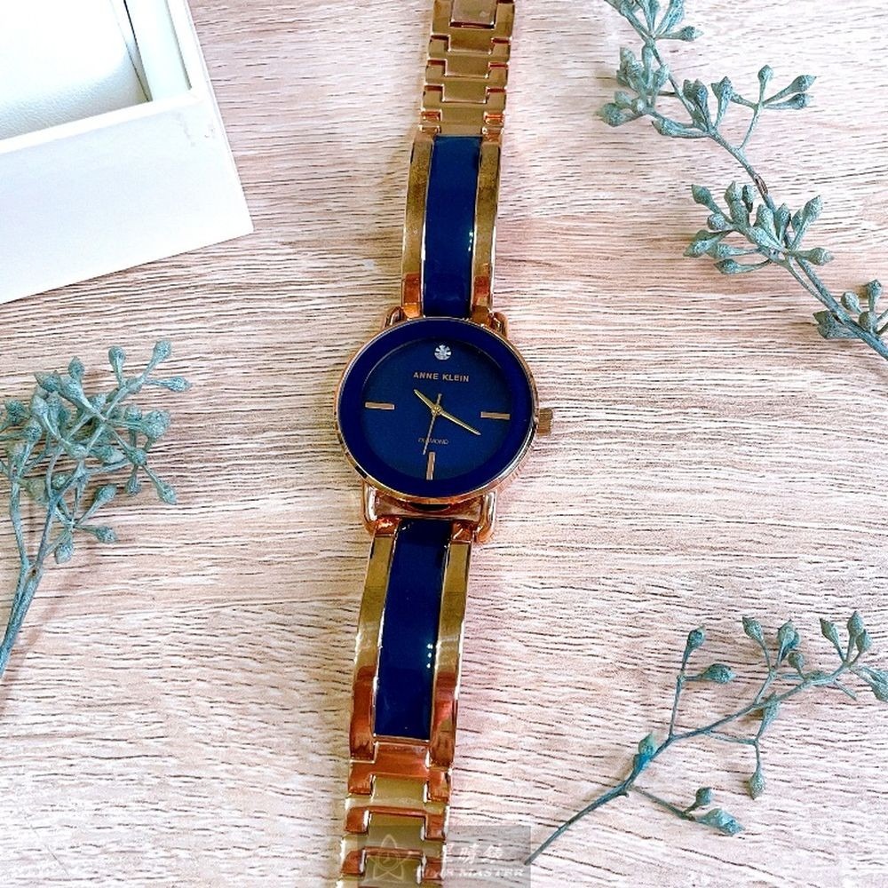 AnneKlein:手錶,型號:AN00214,女錶32mm深藍色錶殼深藍色錶面精鋼錶帶款-細節圖5