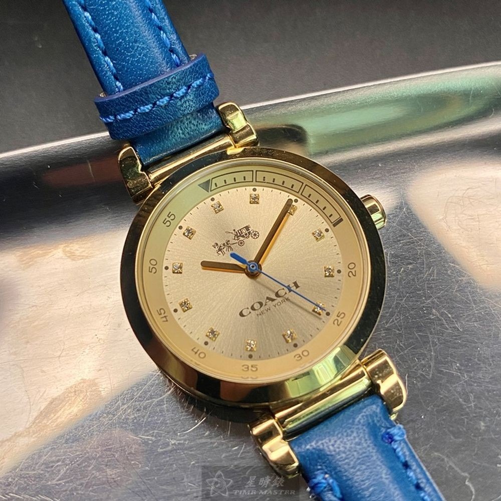 COACH:手錶,型號:CH00047,女錶30mm金色錶殼金色錶面真皮皮革錶帶款-細節圖2