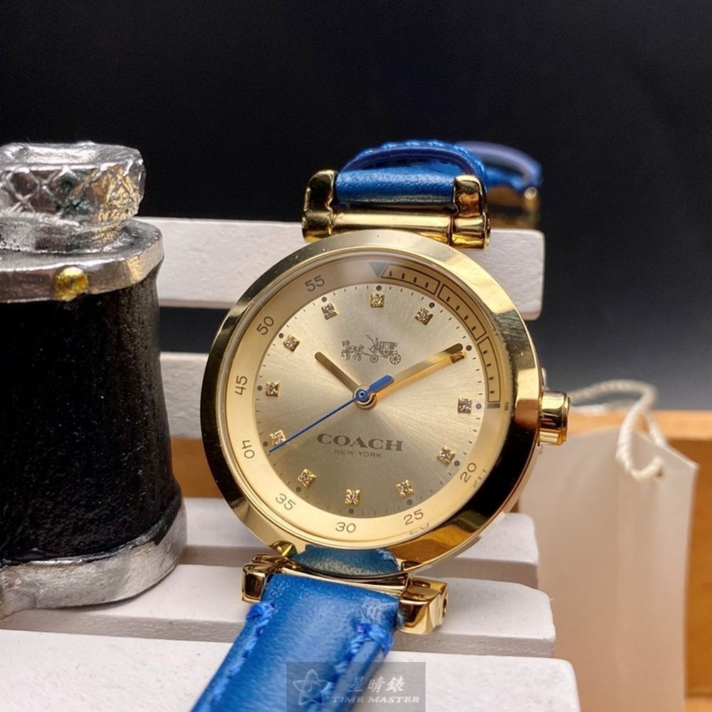 COACH:手錶,型號:CH00047,女錶30mm金色錶殼金色錶面真皮皮革錶帶款-細節圖3