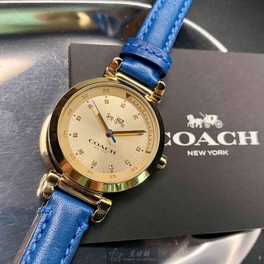 COACH:手錶,型號:CH00047,女錶30mm金色錶殼金色錶面真皮皮革錶帶款-細節圖4