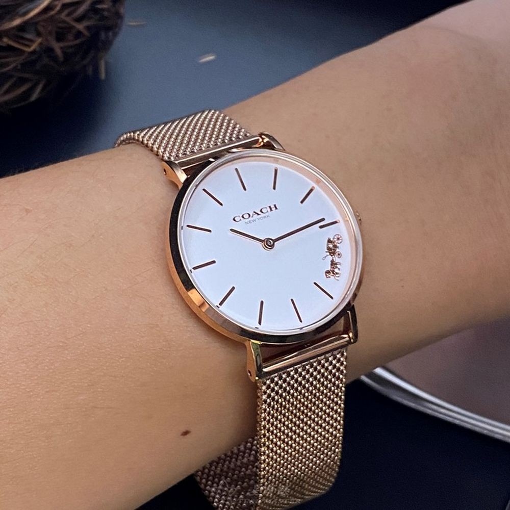 COACH:手錶,型號:CH00048,女錶32mm玫瑰金錶殼白色錶面米蘭錶帶款-細節圖9