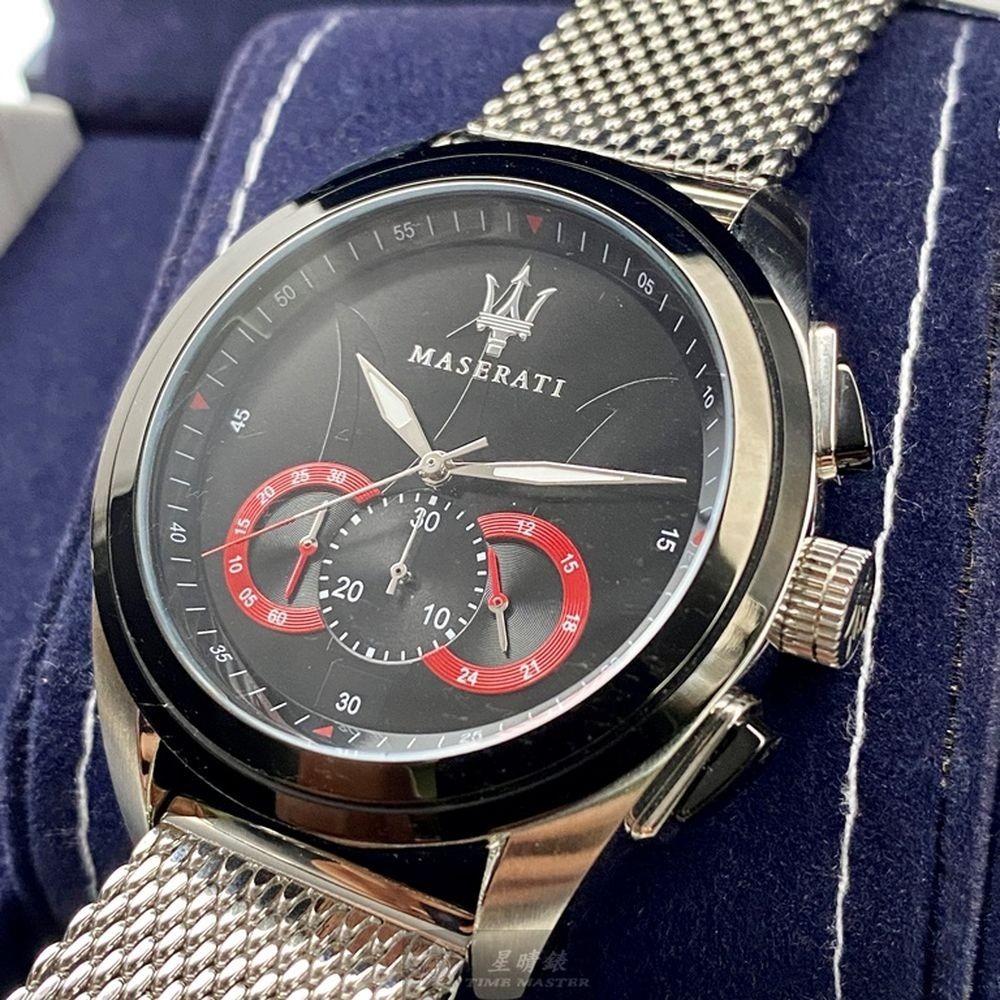 MASERATI:手錶,型號:R8873612005,男錶46mm銀錶殼黑色錶面米蘭錶帶款-細節圖4