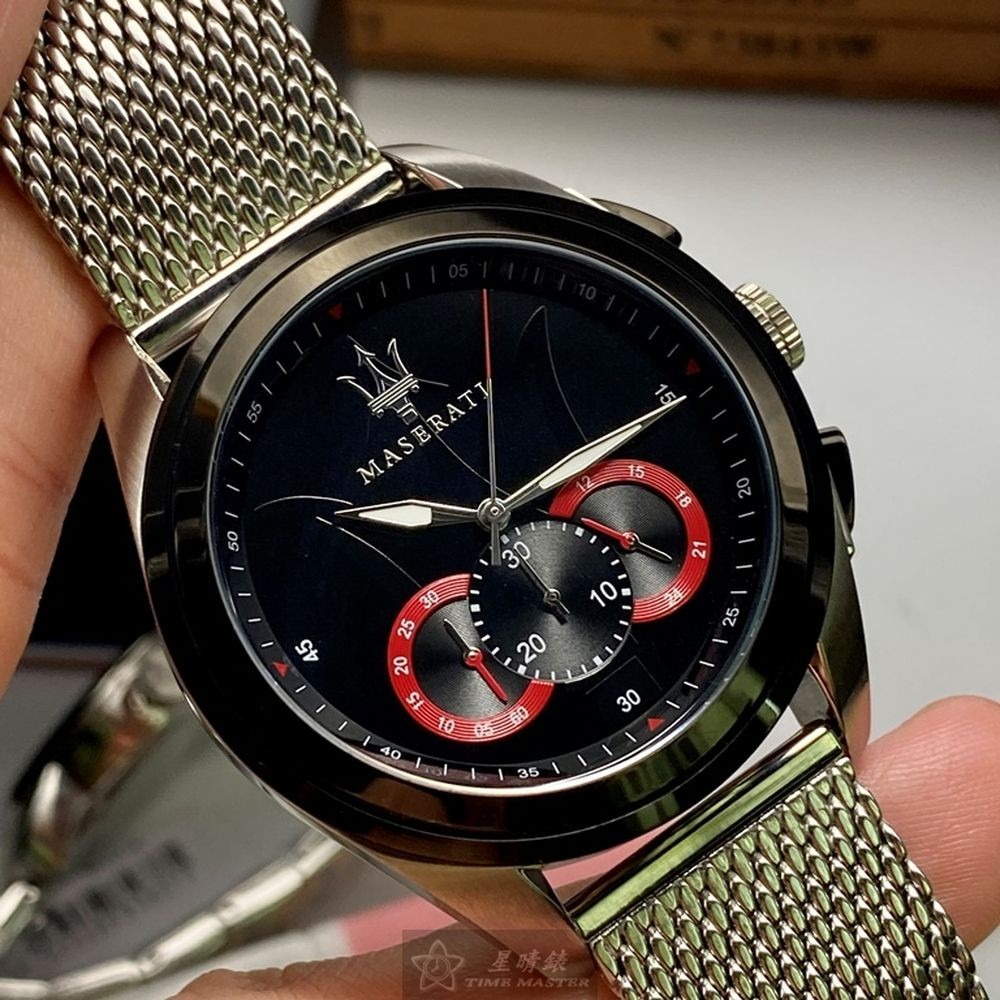 MASERATI:手錶,型號:R8873612005,男錶46mm銀錶殼黑色錶面米蘭錶帶款-細節圖9