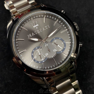 MASERATI:手錶,型號:R8873612002,男錶46mm黑錶殼黑色錶面精鋼錶帶款