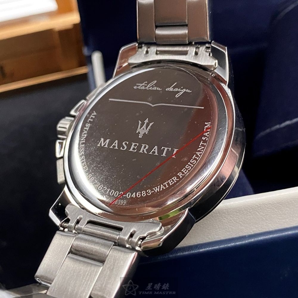 MASERATI:手錶,型號:R8873621002,男女通用錶42mm銀錶殼寶藍色錶面精鋼錶帶款-細節圖8