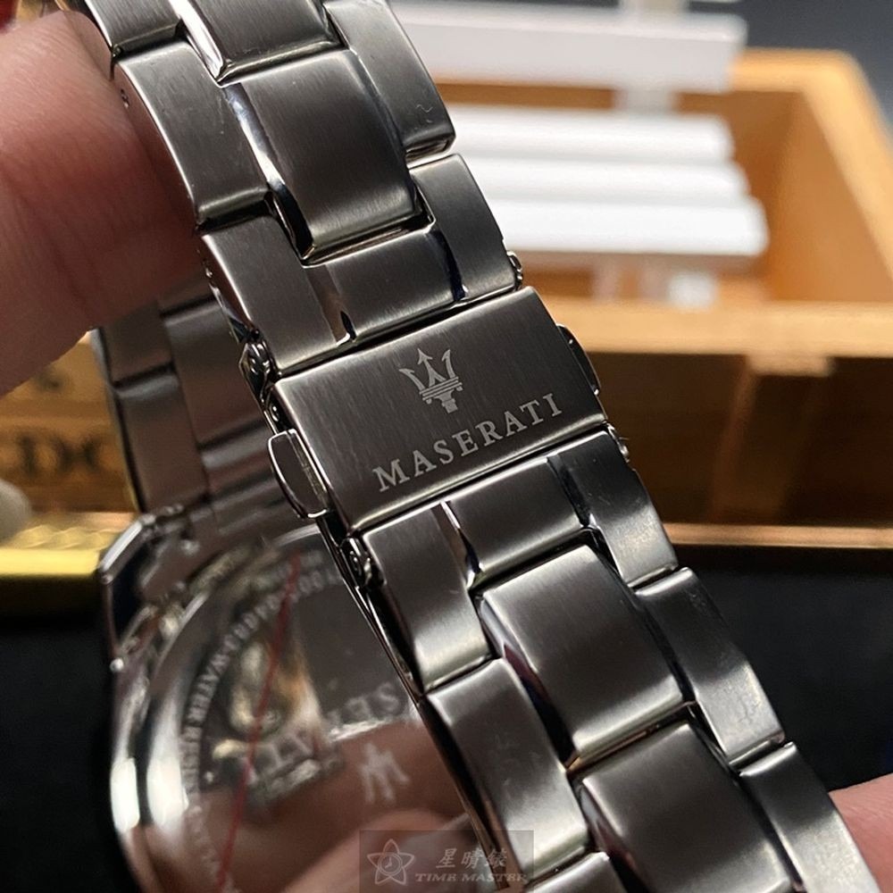 MASERATI:手錶,型號:R8873621002,男女通用錶42mm銀錶殼寶藍色錶面精鋼錶帶款-細節圖9