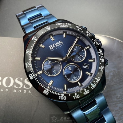 BOSS:手錶,型號:HB1513758,男錶42mm寶藍錶殼寶藍色錶面精鋼錶帶款