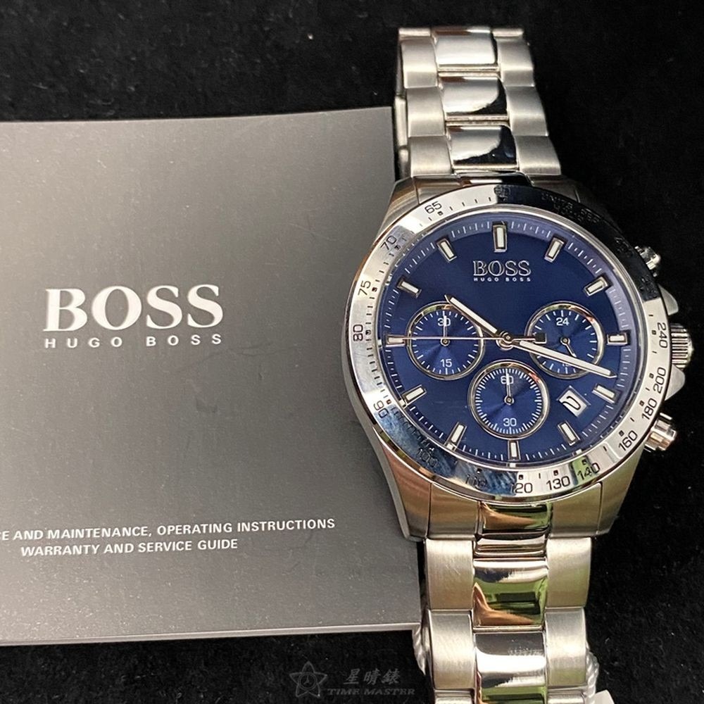 BOSS:手錶,型號:HB1513755,男錶42mm銀錶殼寶藍色錶面精鋼錶帶款-細節圖8