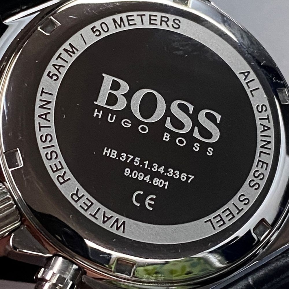 BOSS:手錶,型號:HB1513752,男錶42mm銀錶殼黑色錶面真皮皮革錶帶款-細節圖5