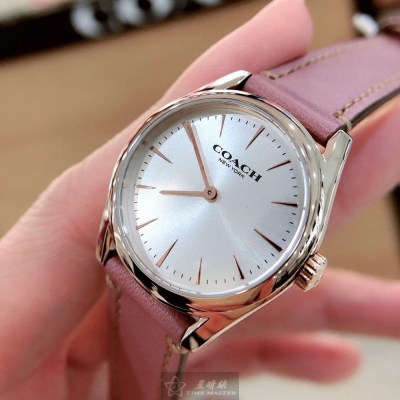 COACH:手錶,型號:CH00054,女錶28mm玫瑰金錶殼白色錶面真皮皮革錶帶款