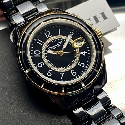 COACH:手錶,型號:CH00056,女錶34mm黑錶殼黑色錶面陶瓷錶帶款