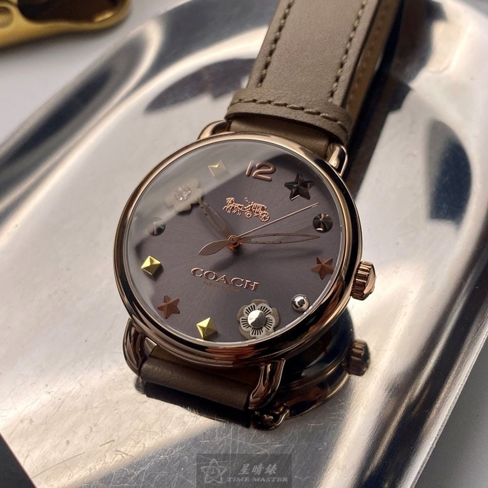 COACH:手錶,型號:CH00058,女錶36mm玫瑰金錶殼深灰色錶面真皮皮革錶帶款-細節圖2