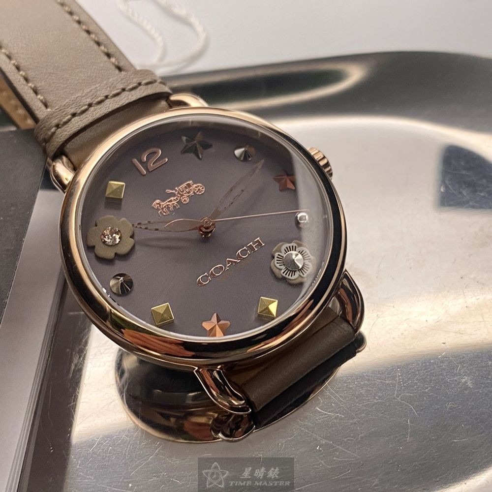 COACH:手錶,型號:CH00058,女錶36mm玫瑰金錶殼深灰色錶面真皮皮革錶帶款-細節圖3