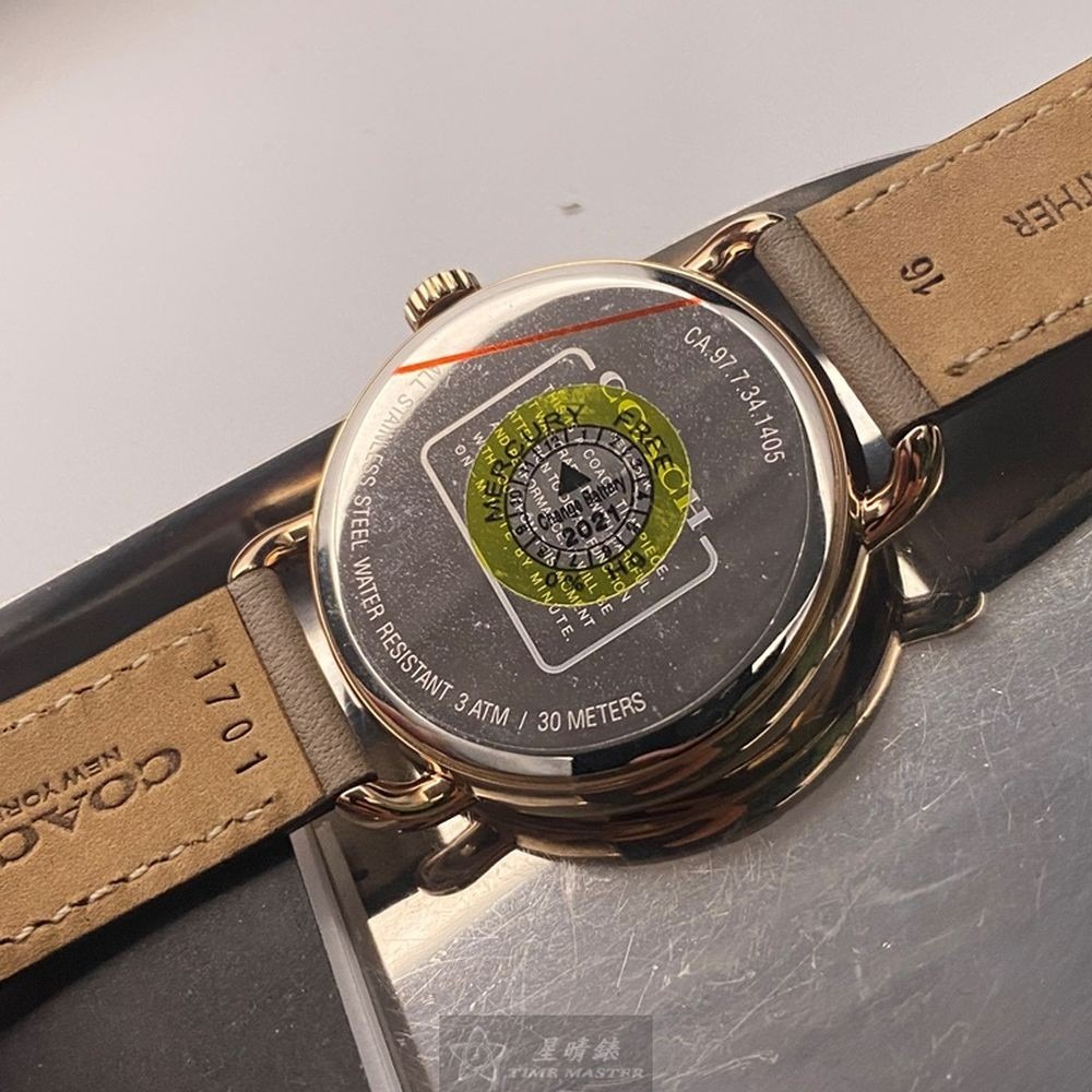 COACH:手錶,型號:CH00058,女錶36mm玫瑰金錶殼深灰色錶面真皮皮革錶帶款-細節圖4