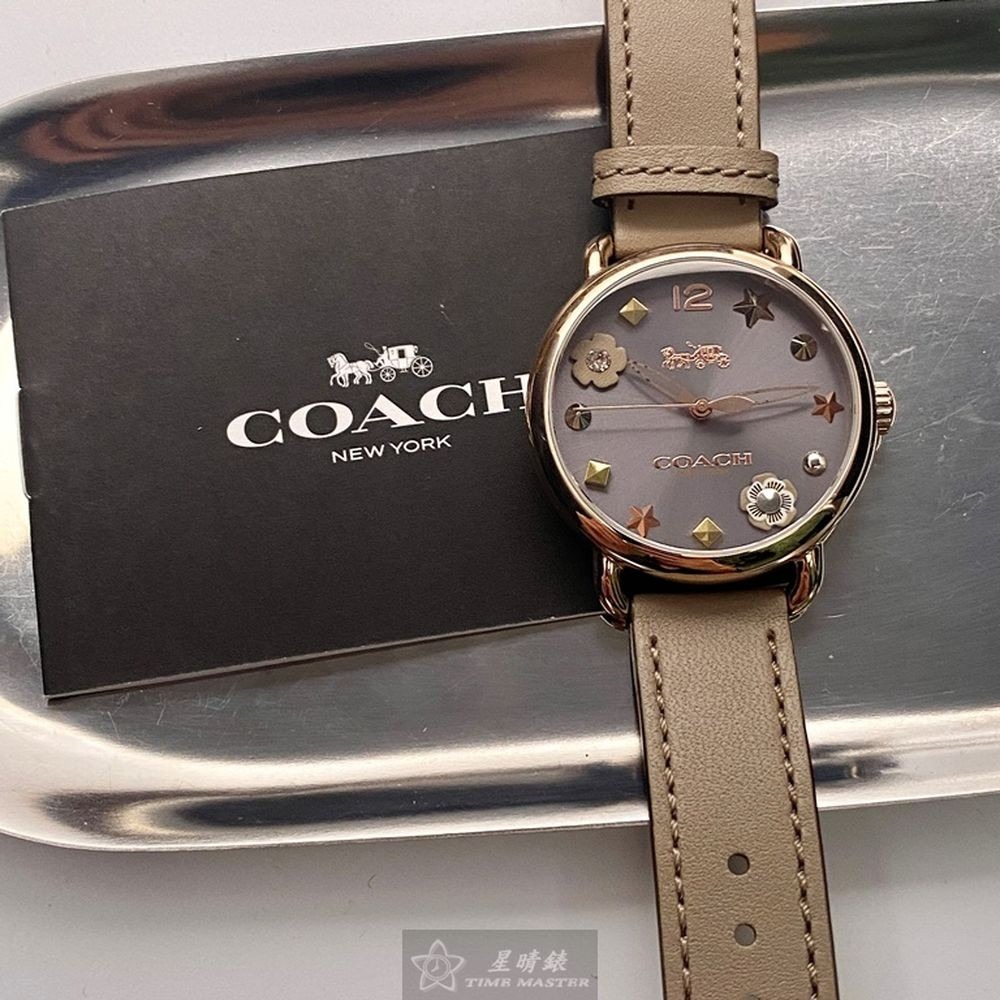COACH:手錶,型號:CH00058,女錶36mm玫瑰金錶殼深灰色錶面真皮皮革錶帶款-細節圖7