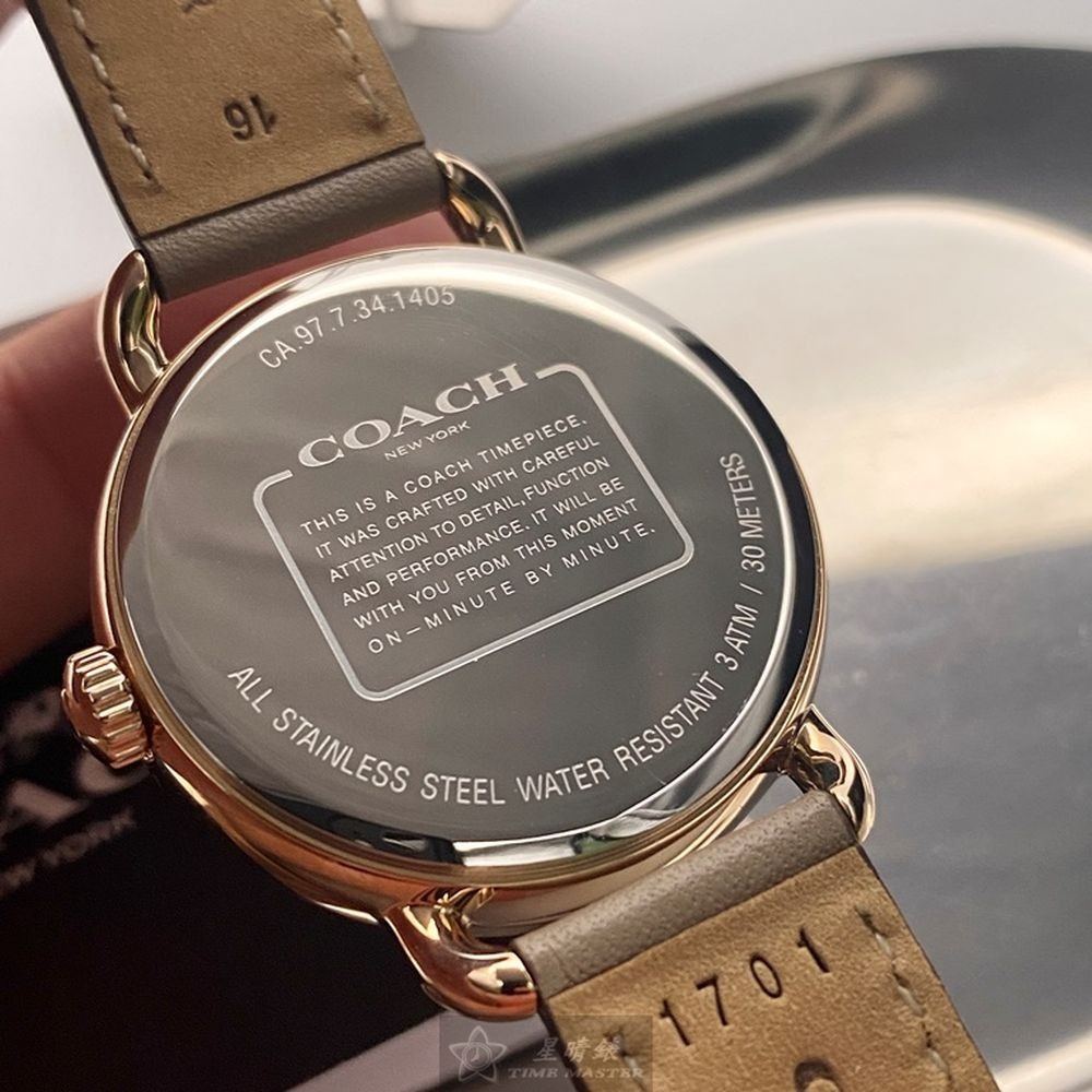 COACH:手錶,型號:CH00058,女錶36mm玫瑰金錶殼深灰色錶面真皮皮革錶帶款-細節圖9