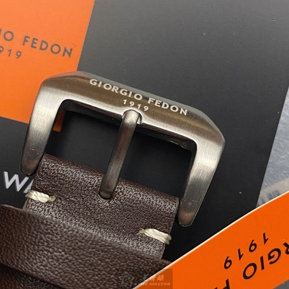GiorgioFedon1919:手錶,型號:GF00042,男錶44mm銀錶殼黑色錶面真皮皮革錶帶款-細節圖8