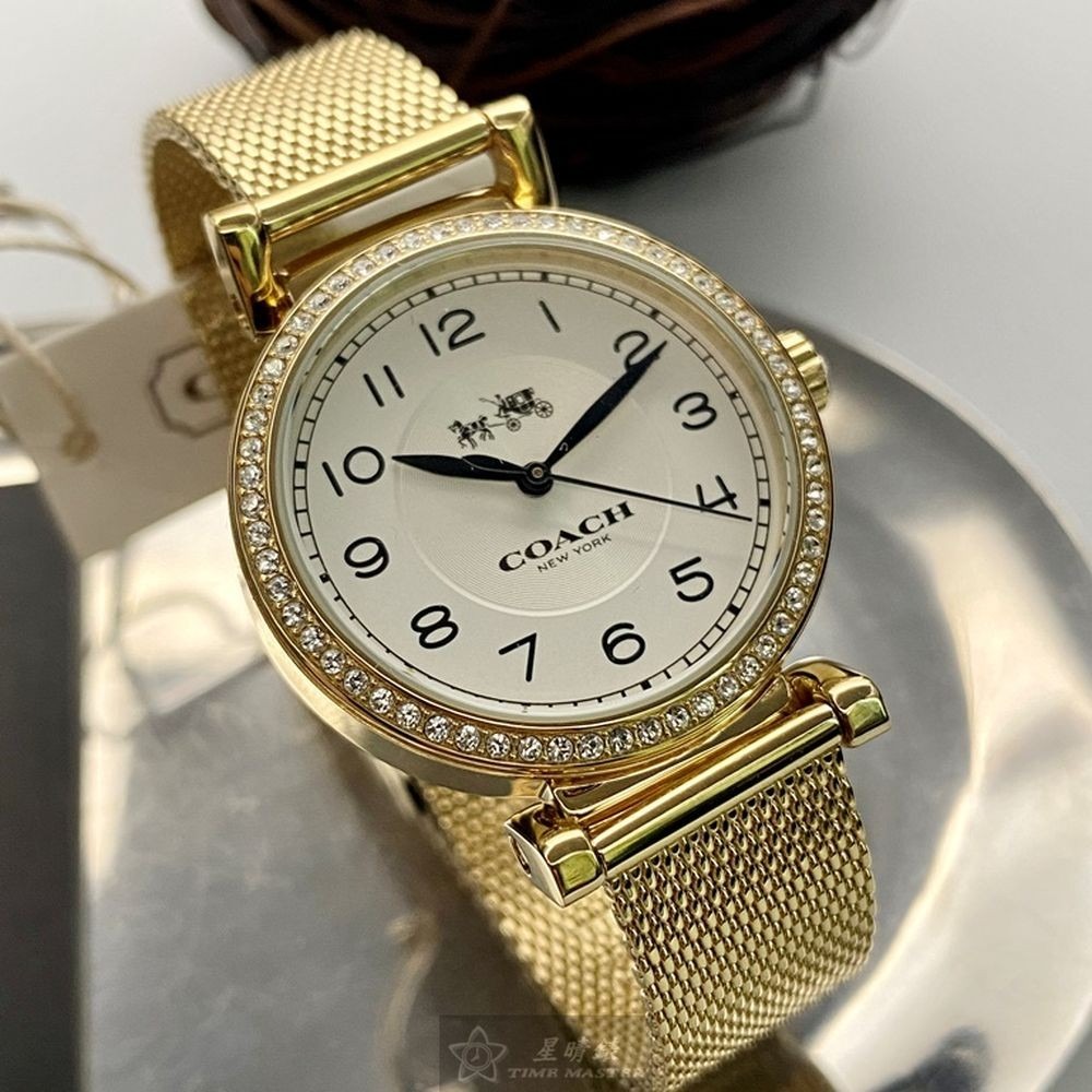 COACH:手錶,型號:CH00061,女錶32mm金色錶殼白色錶面米蘭錶帶款-細節圖3