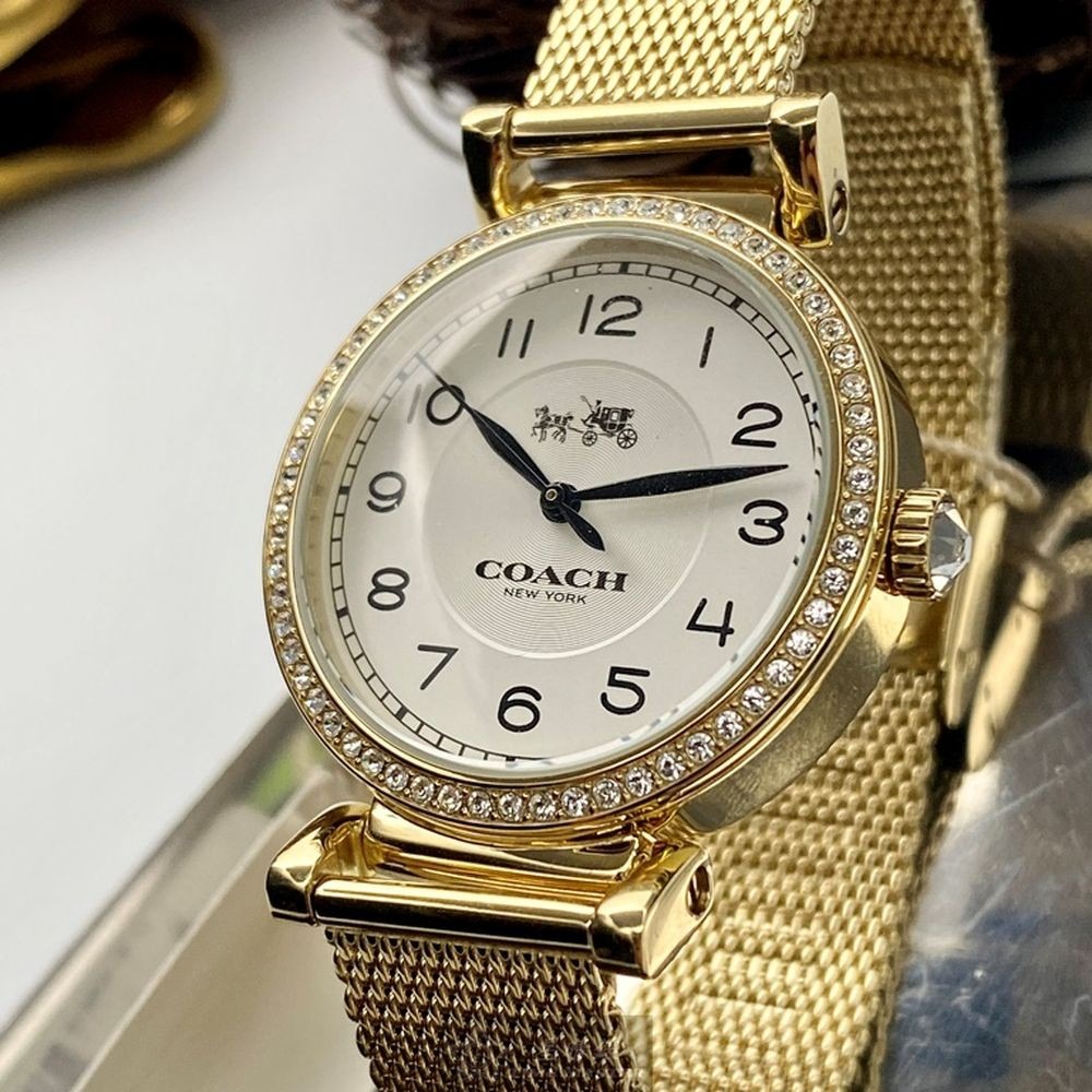 COACH:手錶,型號:CH00061,女錶32mm金色錶殼白色錶面米蘭錶帶款-細節圖4