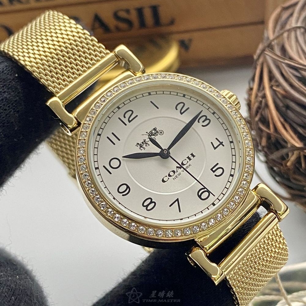 COACH:手錶,型號:CH00061,女錶32mm金色錶殼白色錶面米蘭錶帶款-細節圖5
