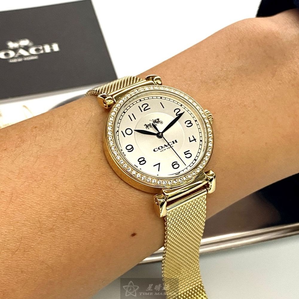 COACH:手錶,型號:CH00061,女錶32mm金色錶殼白色錶面米蘭錶帶款-細節圖7