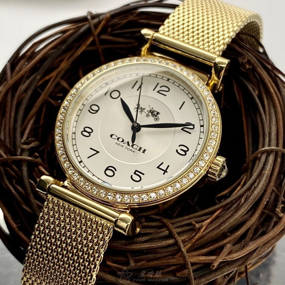 COACH:手錶,型號:CH00061,女錶32mm金色錶殼白色錶面米蘭錶帶款-細節圖9