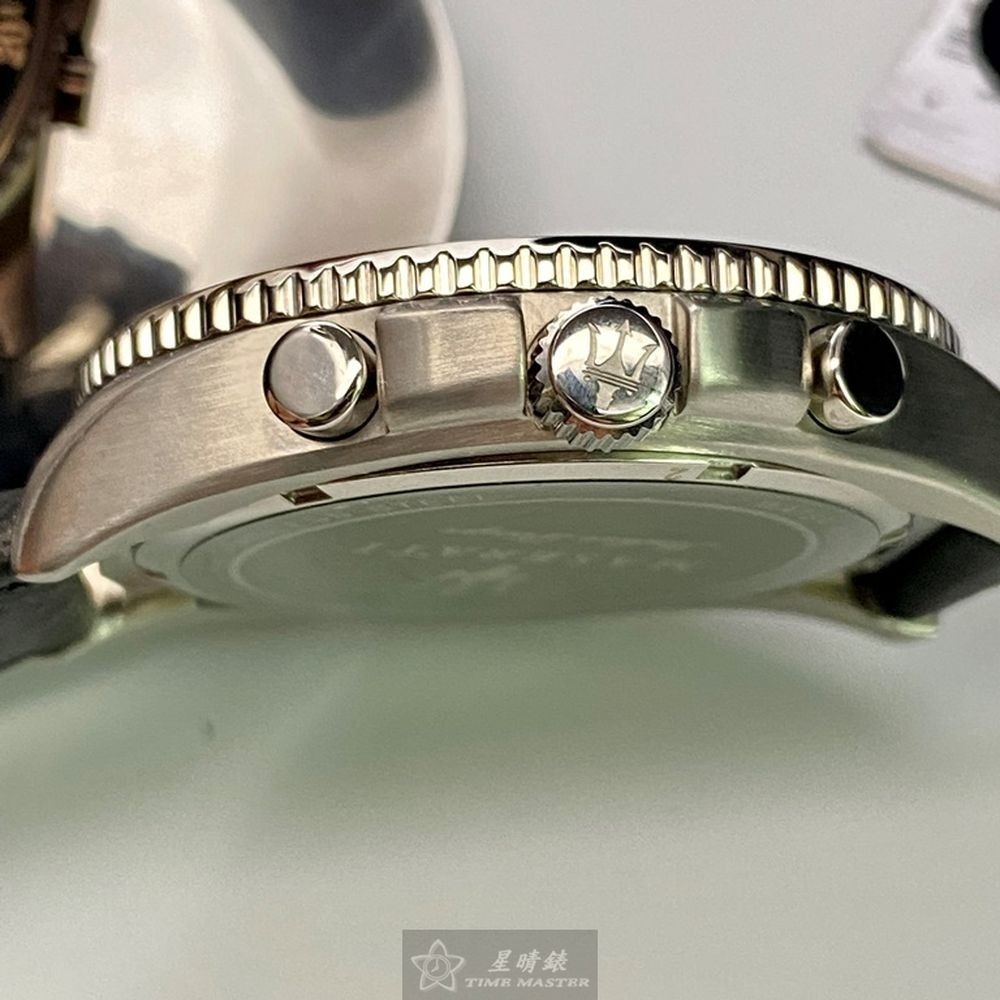 MASERATI:手錶,型號:R8851101007,男女通用錶46mm黑錶殼白色錶面真皮皮革錶帶款-細節圖3