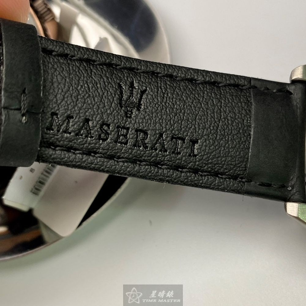 MASERATI:手錶,型號:R8851101007,男女通用錶46mm黑錶殼白色錶面真皮皮革錶帶款-細節圖8