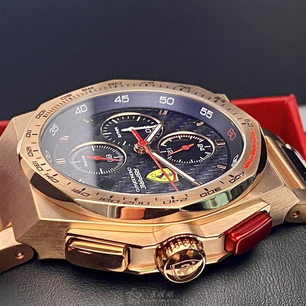 FERRARI:手錶,型號:FE00127,男錶44mm玫瑰金錶殼黑色錶面精鋼錶帶款-細節圖7
