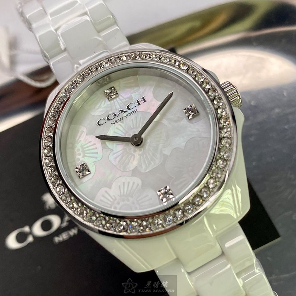 COACH:手錶,型號:CH00068,女錶32mm白錶殼櫻花貝母錶面陶瓷錶帶款-細節圖2