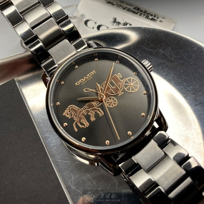 COACH:手錶,型號:CH00074,女錶34mm槍灰色錶殼淺灰色錶面精鋼錶帶款