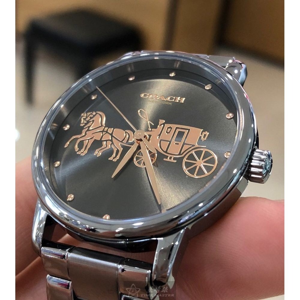 COACH:手錶,型號:CH00074,女錶34mm槍灰色錶殼淺灰色錶面精鋼錶帶款-細節圖5