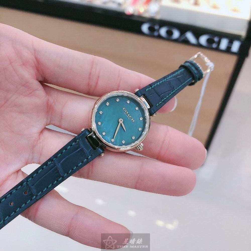 COACH:手錶,型號:CH00075,女錶24mm金色錶殼藍綠色錶面真皮皮革錶帶款-細節圖2