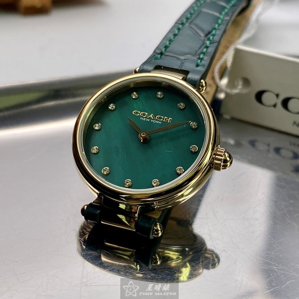 COACH:手錶,型號:CH00075,女錶24mm金色錶殼藍綠色錶面真皮皮革錶帶款-細節圖5
