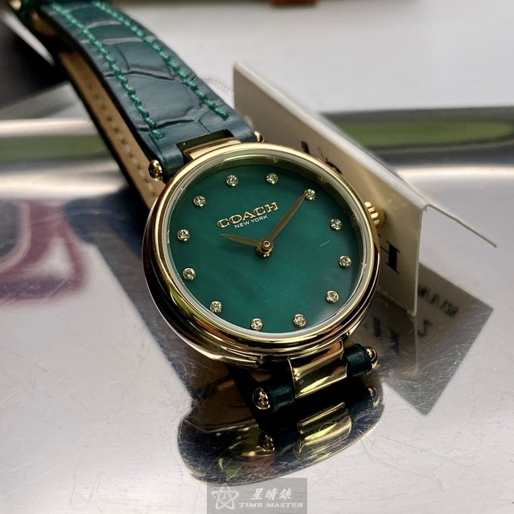 COACH:手錶,型號:CH00075,女錶24mm金色錶殼藍綠色錶面真皮皮革錶帶款-細節圖6