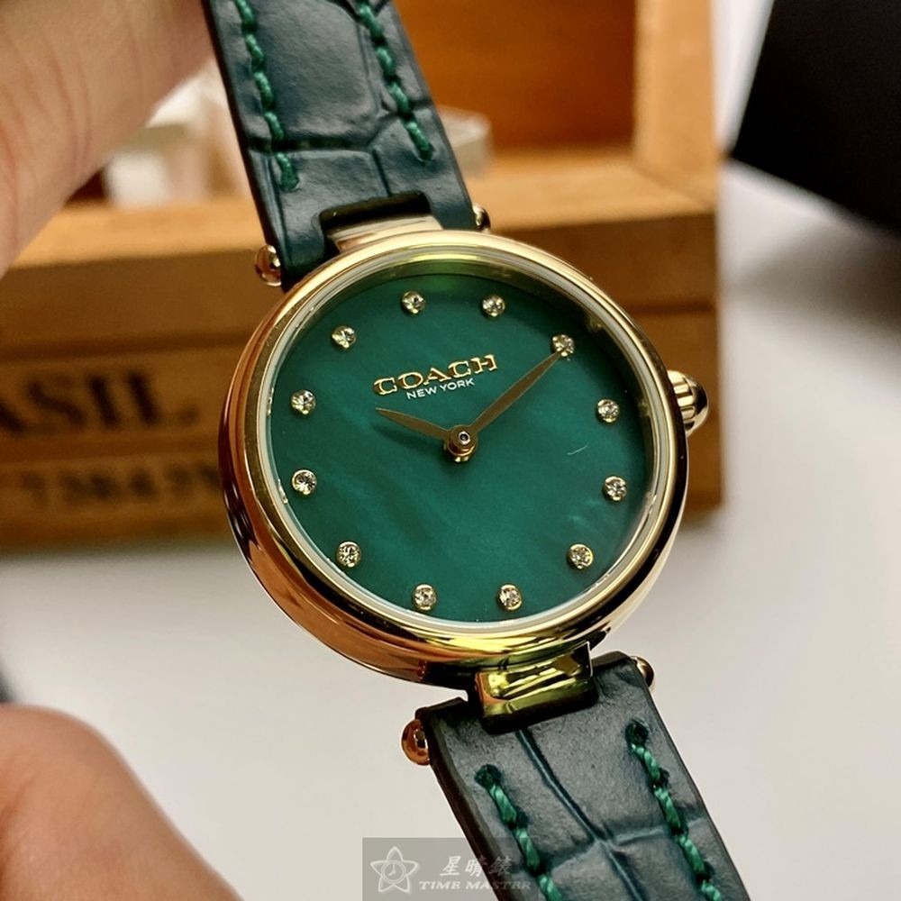 COACH:手錶,型號:CH00075,女錶24mm金色錶殼藍綠色錶面真皮皮革錶帶款-細節圖7