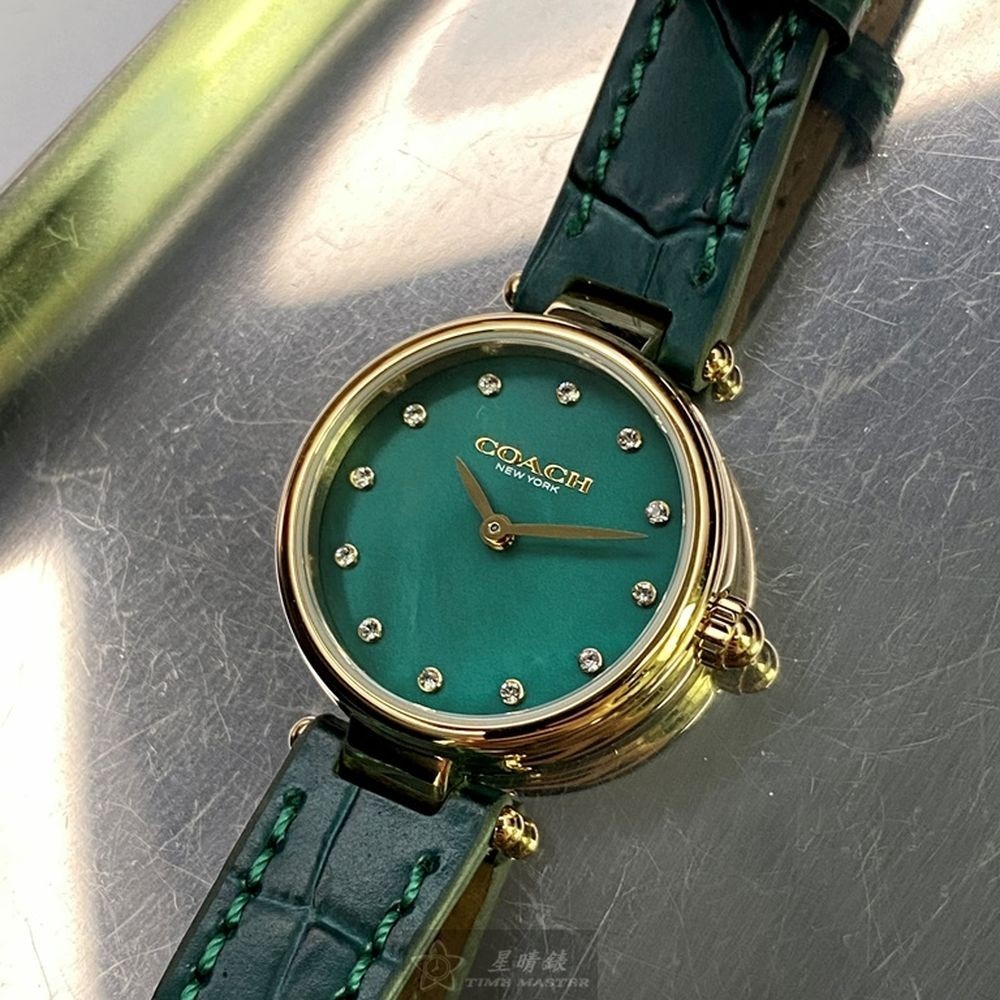 COACH:手錶,型號:CH00075,女錶24mm金色錶殼藍綠色錶面真皮皮革錶帶款-細節圖9