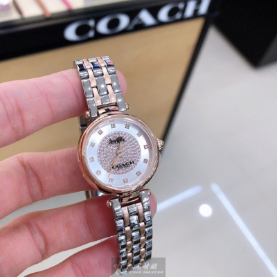 COACH:手錶,型號:CH00078,女錶26mm玫瑰金錶殼銀色錶面精鋼錶帶款