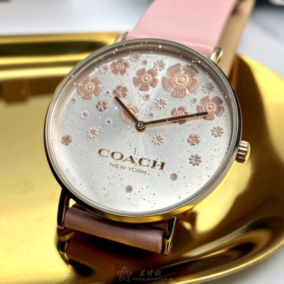 COACH:手錶,型號:CH00079,女錶36mm玫瑰金錶殼白色錶面真皮皮革錶帶款