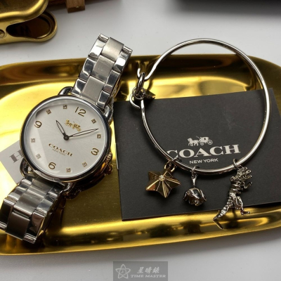 COACH:手錶,型號:CH00082,女錶36mm銀錶殼白色錶面精鋼錶帶款