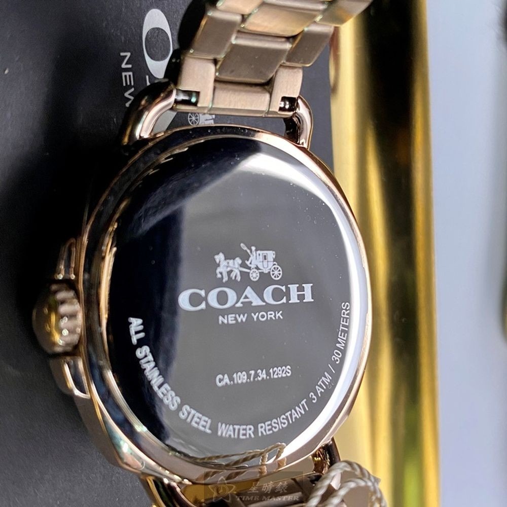 COACH:手錶,型號:CH00093,女錶34mm香檳金錶殼白色錶面精鋼錶帶款-細節圖4