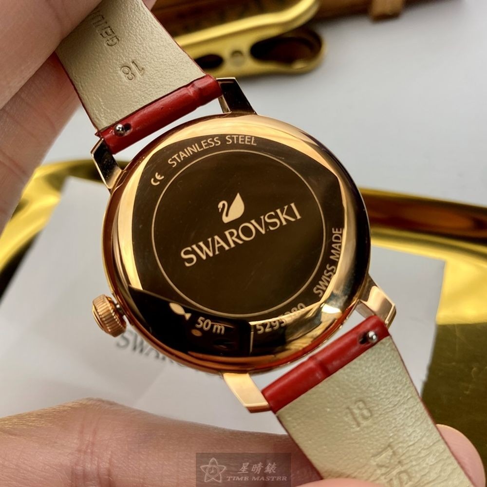 SWAROVSKI:手錶,型號:SW00005,女錶38mm玫瑰金錶殼大紅色錶面真皮皮革錶帶款-細節圖6